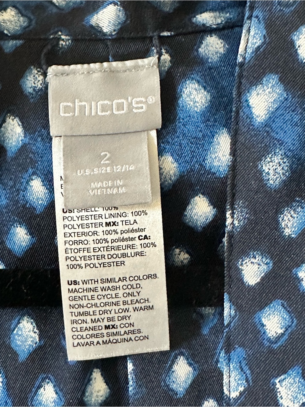 Chico’s Reversible Blue Printed Duster Coat - Picture 9 of 9